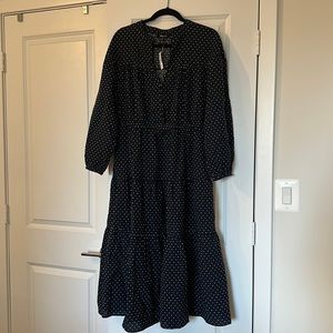 Madewell NWT Dobby V-Neck Tiered Midi Dress